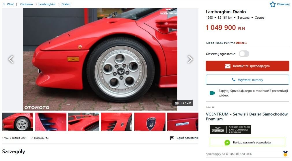 Lamborghini Diablo ogłoszenie